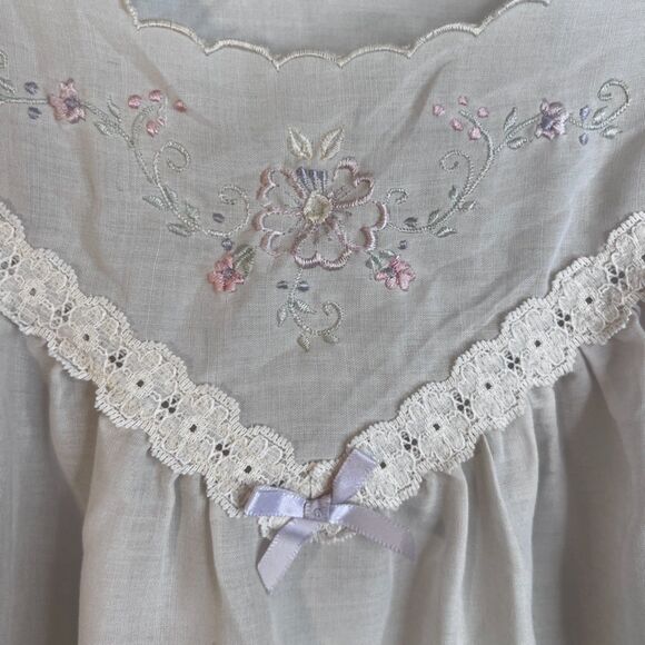 Barbizon VTG Nightgown Nightie Sleeveless Embroidered Lace Trim Size Large Boho - Picture 5 of 9